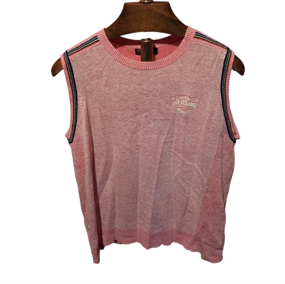 Diesel Other - Vintage Diesel Dieseland Pink Linen Cotton Sweater Vest Size XXL